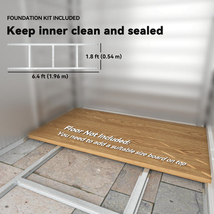 7 x 4ft Garden Shed, Easy to Assemble, Upgraded Galvanised Steel Frame with Foundation Kit, Double Doors with Lock, Outdoor Metal Shed with Vents and Gloves, Garden Storage Shed, Natural