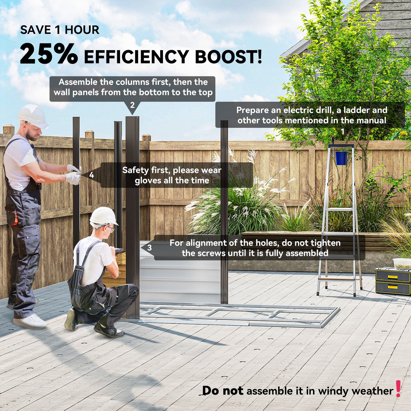 7 x 4ft Garden Shed, Easy to Assemble, Upgraded Galvanised Steel Frame with Foundation Kit, Double Doors with Lock, Outdoor Metal Shed with Vents and Gloves, Garden Storage Shed, Natural