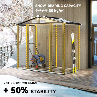 7 x 4ft Garden Shed, Easy to Assemble, Upgraded Galvanised Steel Frame with Foundation Kit, Double Doors with Lock, Outdoor Metal Shed with Vents and Gloves, Garden Storage Shed, Natural