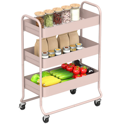 3-Tier Storage Trolley, Storage Cart with Mesh Backets, Wheels