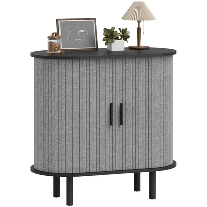 Modern Sideboard with 2 Sliding Doors Tambour Kitchen Cupboard Grey