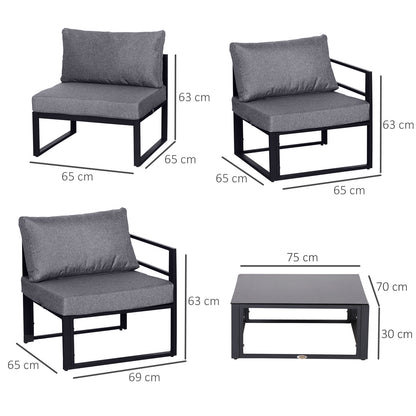 6Pcs Outdoor Sectional Sofa Set Conversation Aluminum Frame w/ Cushion