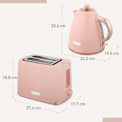 Kettle and Toaster Set 1.7L Kettle & 2 Slice Toaster Set, Light Pink