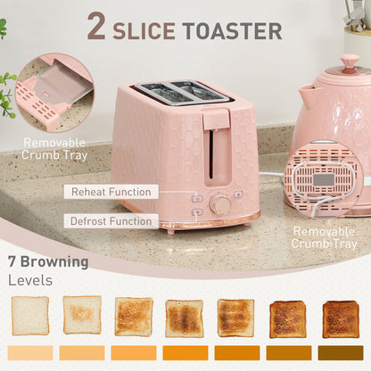 Kettle and Toaster Set 1.7L Kettle & 2 Slice Toaster Set, Light Pink