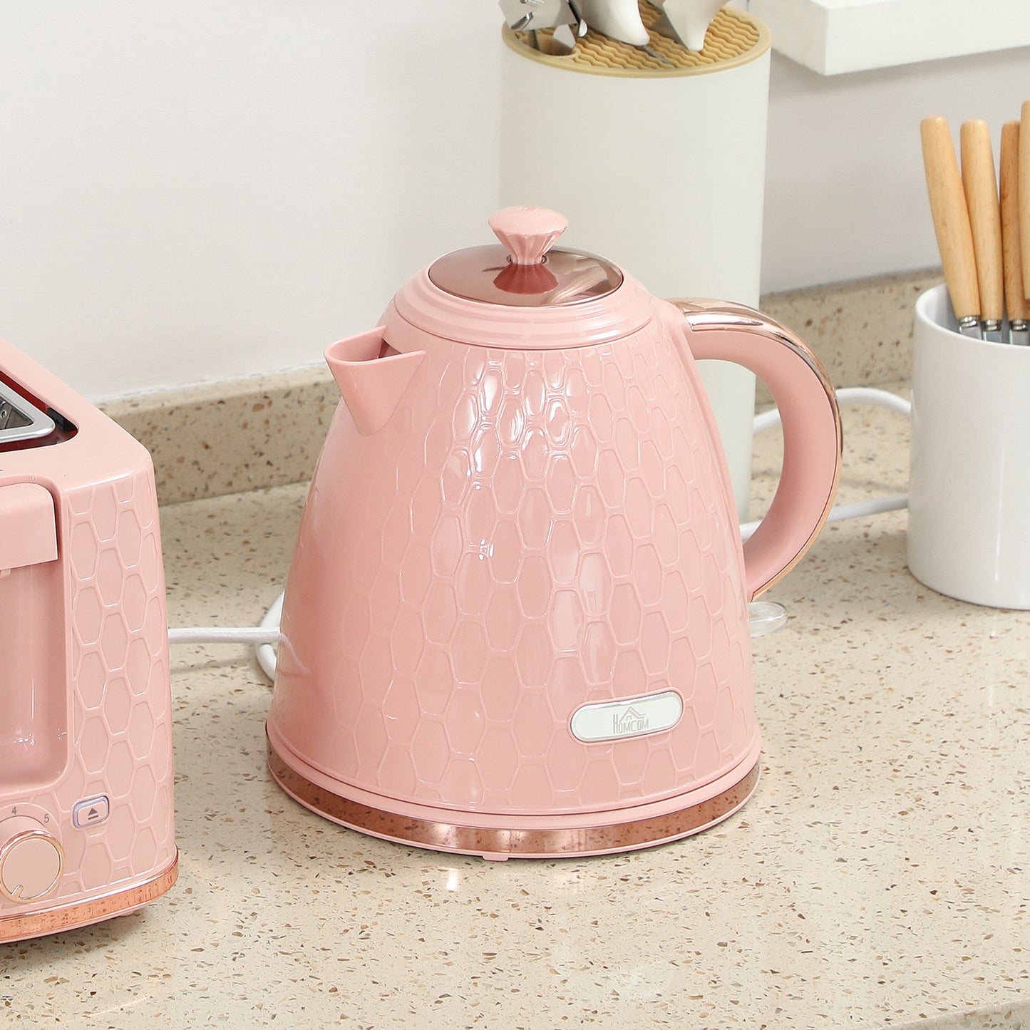 Kettle and Toaster Set 1.7L Kettle & 2 Slice Toaster Set, Light Pink