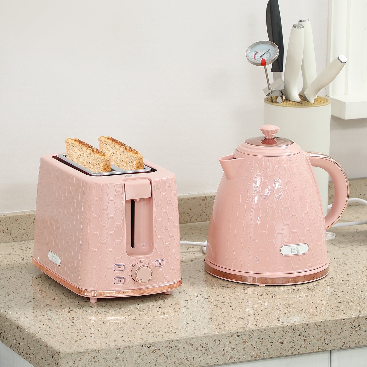 Kettle and Toaster Set 1.7L Kettle & 2 Slice Toaster Set, Light Pink