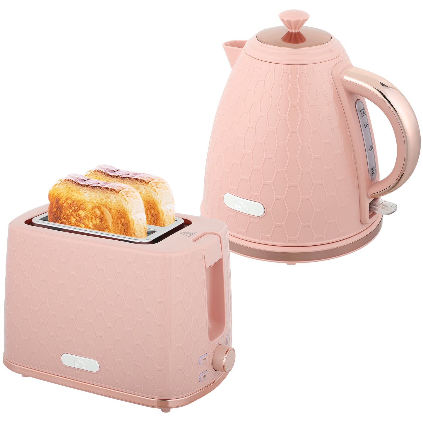 Kettle and Toaster Set 1.7L Kettle & 2 Slice Toaster Set, Light Pink