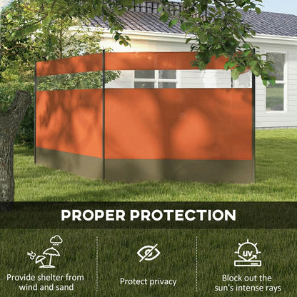 Camping Windbreaks with Clear Windows, 440 x 140cm, Orange