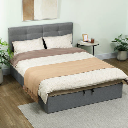 Upholstered Ottoman Bed, 5ft King Storage Bed Frame, Grey