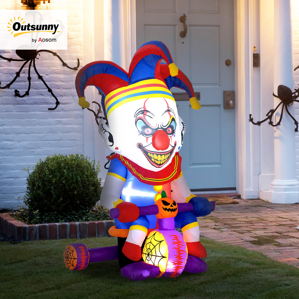 4ft Blow Up Outdoor Halloween Decoration, Clown on Bicycle