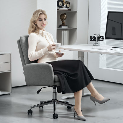 Upholstered Desk Chair with Height Adjustable, Grey