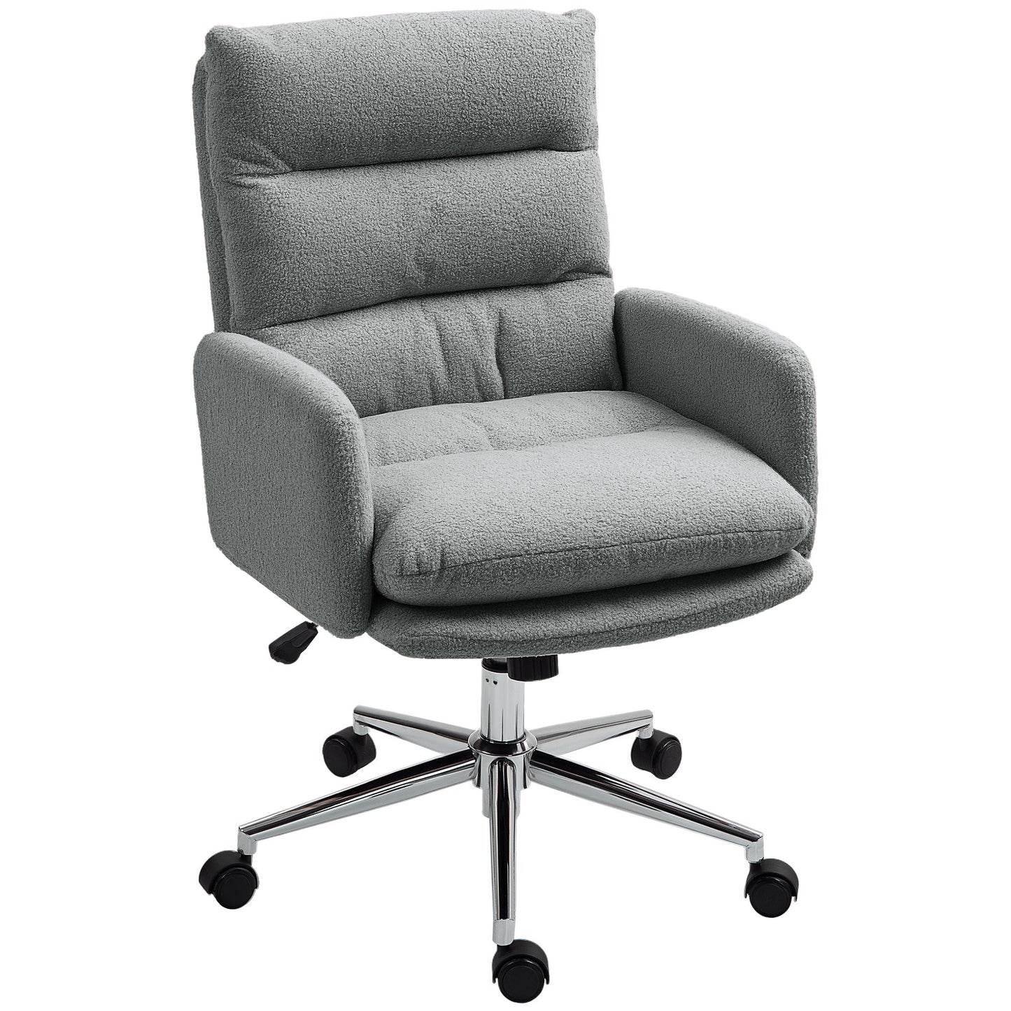 Upholstered Desk Chair with Height Adjustable, Grey