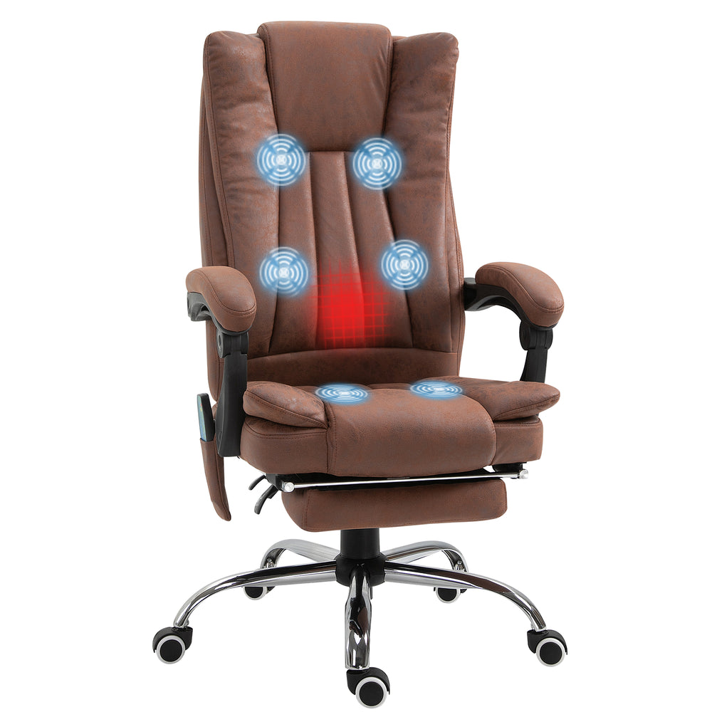 High Back Office Chair with Vibration Massage and Heat, Brown