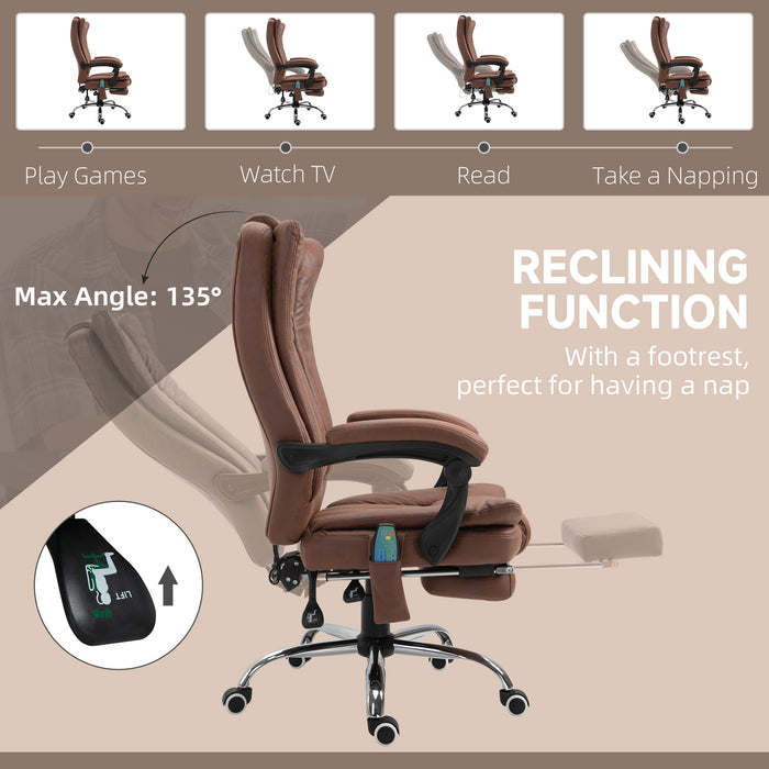 High Back Office Chair with Vibration Massage and Heat, Brown