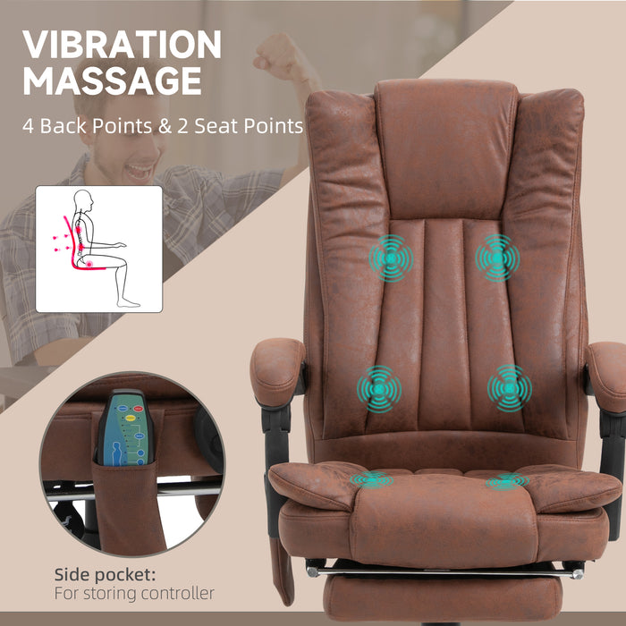 High Back Office Chair with Vibration Massage and Heat, Brown