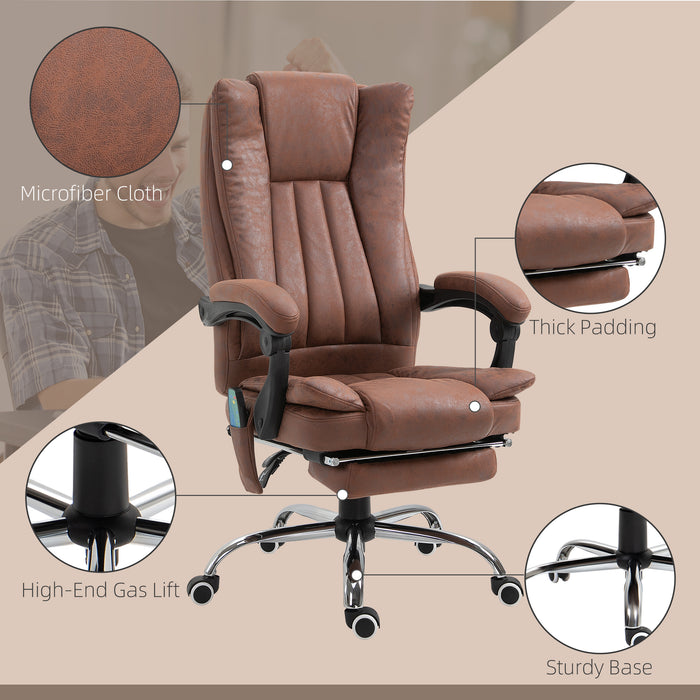 High Back Office Chair with Vibration Massage and Heat, Brown