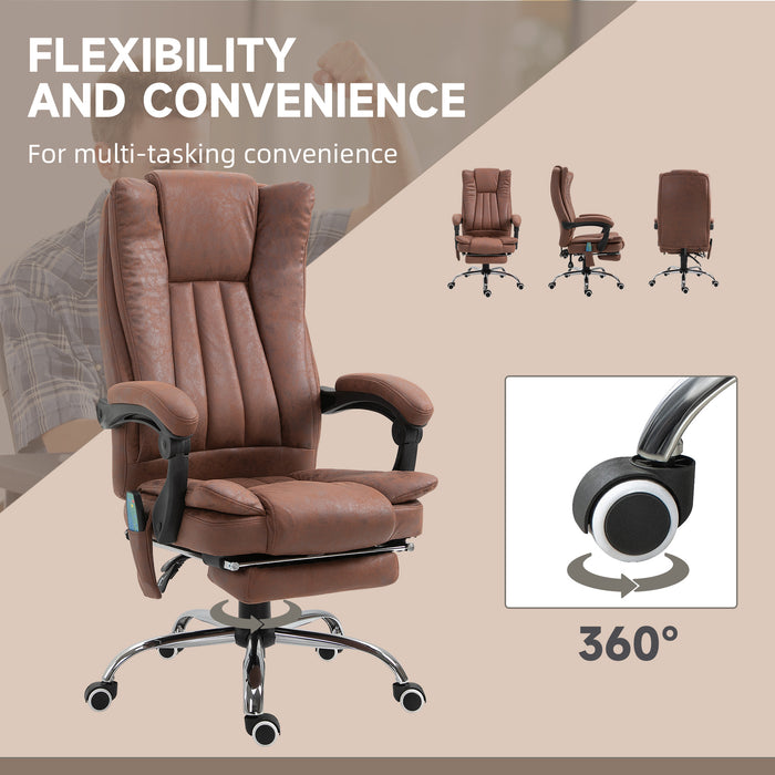 High Back Office Chair with Vibration Massage and Heat, Brown