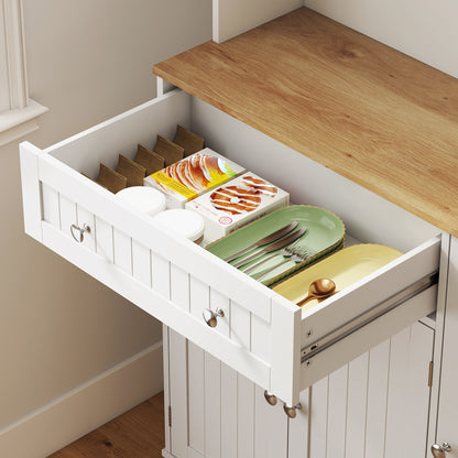 Pantry Storage Cabinet with Adjustable Shelves and 4 Door Racks