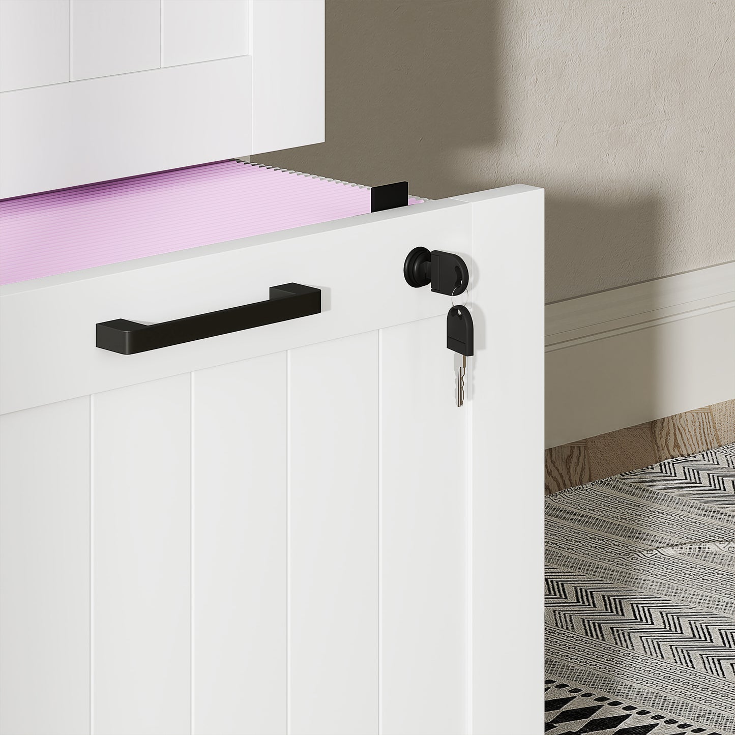 4 Drawer File Cabinet with Lock and Adjustable Hanging Bars, White