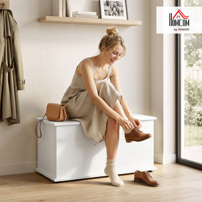 Storage Chest with Safety Hinged Lid, 102L Storage Box, White
