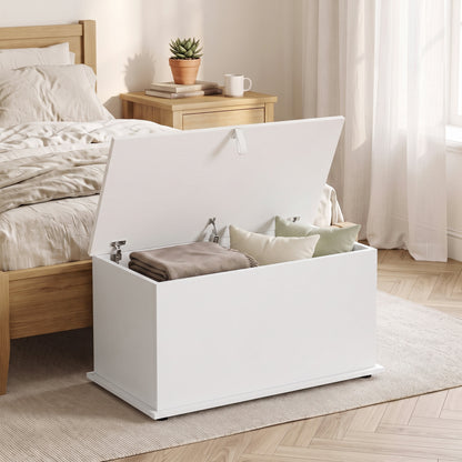 Storage Chest with Safety Hinged Lid, 102L Storage Box, White
