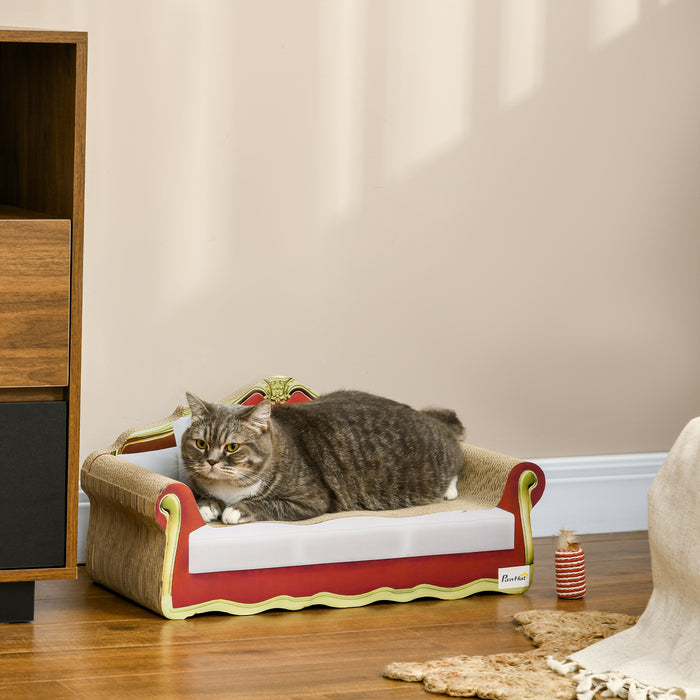 Cat Cardboard Scratcher, Lounge Sofa Bed with Catnip, 58 x 29.5 x 29cm