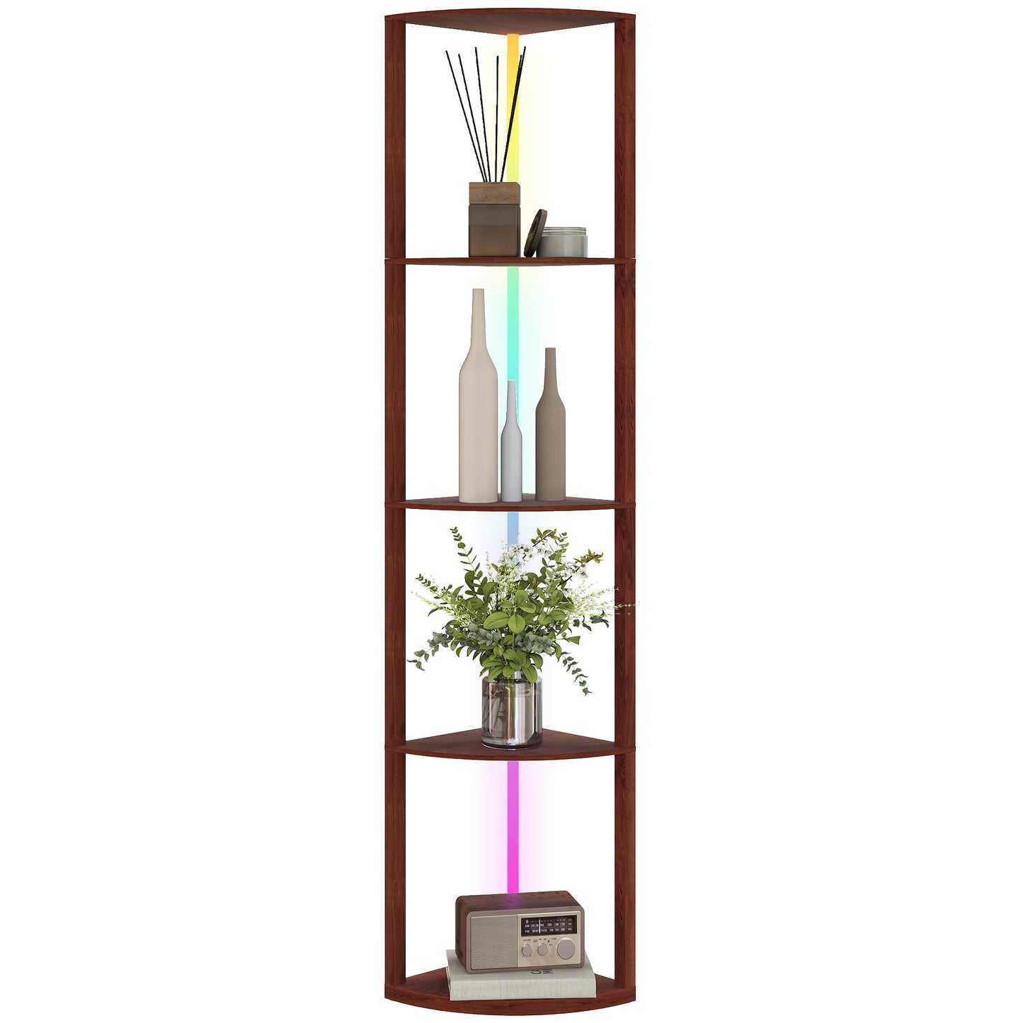 RGB LED Floor Lamp with Shelves and Remote Control for Living Room