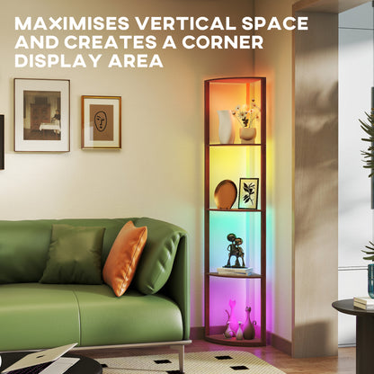 RGB LED Floor Lamp with Shelves and Remote Control for Living Room