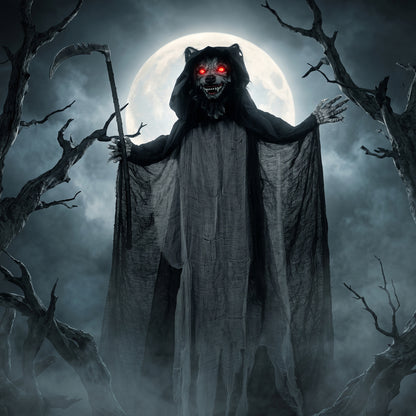 Halloween Standing Werewolf Animated Decoration with Light-Up Eyes