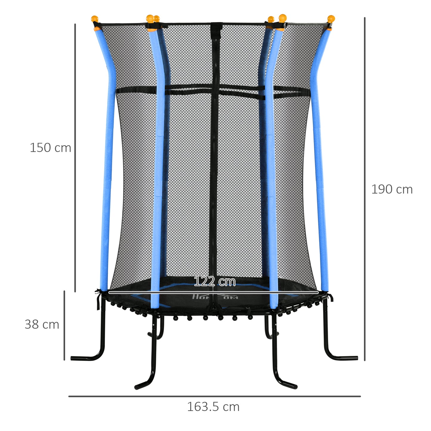 5.4FT Kids Trampoline with Enclosure Indoor Outdoor Blue