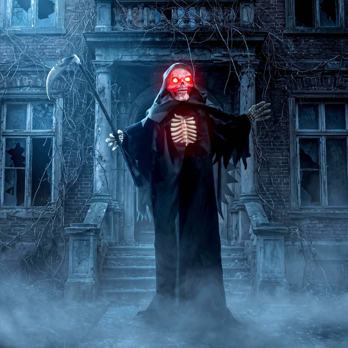 67"/170cm Life Size Animated Grim Reaper Halloween Decoration