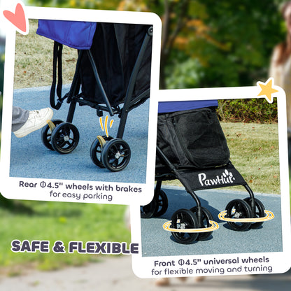 Lightweight Foldable Dog Stroller for Mini Dogs, Dark Blue