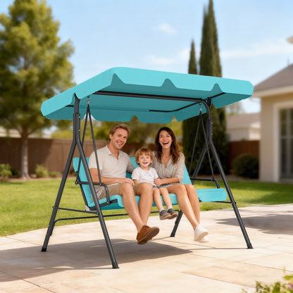 Outdoor Metal Hammock Swing Chair 3-Seater Patio Bench Garden Grey