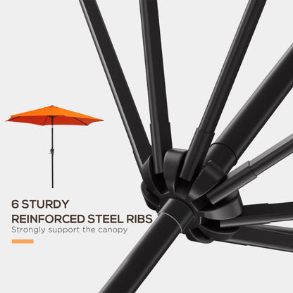 Outsunny 2.7M Garden Parasol Umbrella with Tilt and Crank, Outdoor Sun Parasol Sunshade Shelter with Aluminium Frame, Orange
