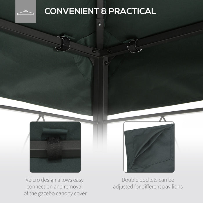 3x4m Gazebo Replacement Roof Canopy 2 Tier Top UV Cover Garden Patio Outdoor Sun Awning Shelters Deep Grey (TOP ONLY)