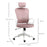 High-Back Office Chair Velvet Style Fabric Computer Home Rocking with Wheels, Rotatable Liftable Headrest, Pink