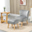 Velvet Accent Chair Occasional Tub Seat Padding Curved Back with Ottoman Wood Frame Legs Home Furniture Light Grey