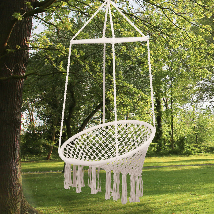 Outsunny Portable Hanging Woven Hammock Seat Rope Swing Chair