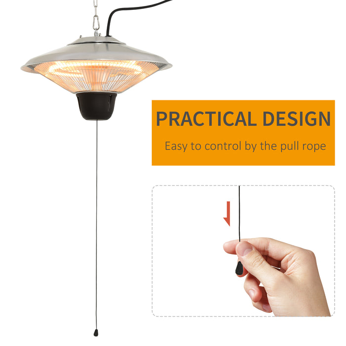 1500W Patio Heater Outdoor Ceiling Mounted Aluminium Halogen Electric Hanging  Heating Light Pull Switch Control