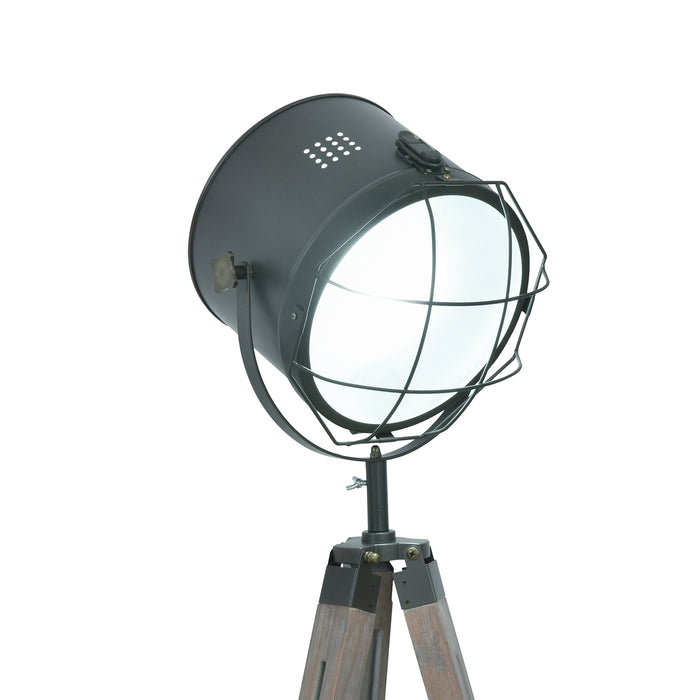 Industrial Style Tripod Floor Lamp for Living Room Bedroom, Vintage Spotlight Reading Lamp with Wooden Legs E27 Base