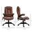 Massage Recliner Chair Heated Office Chair with Six Massage Points Microfiber Cloth 360° Swivel Wheels Brown