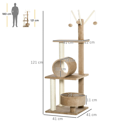 121cm Cat Tree Tower with Scratching Post with Bed