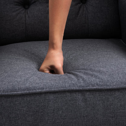 Recliner Armchair with Footrest Grey Tone in a Vintage Tufted Design Dark Grey