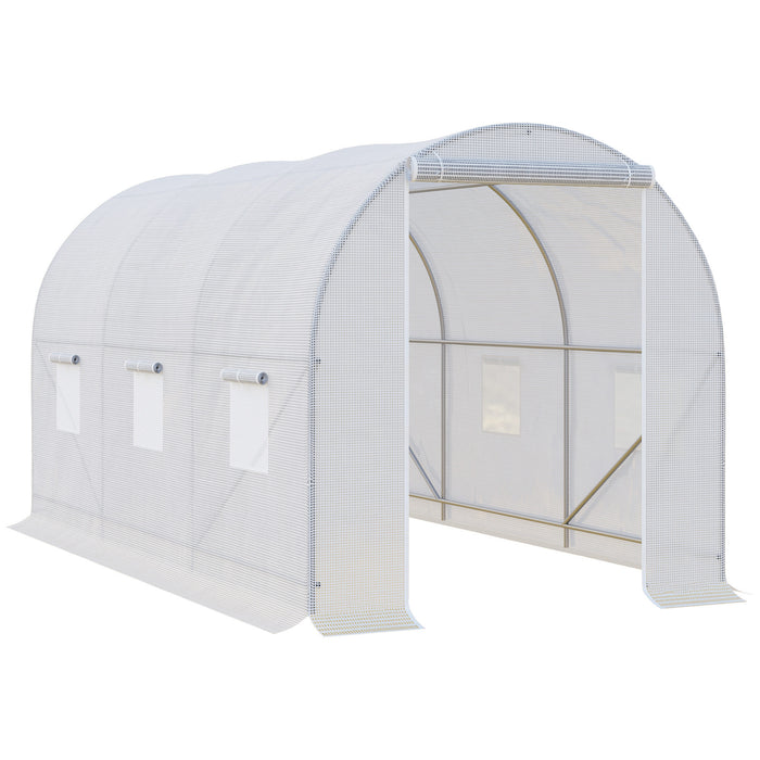 Polytunnel Steel Frame Greenhouse Walk-in Greenhouse 3.5 L x 2 W x 2H m-White