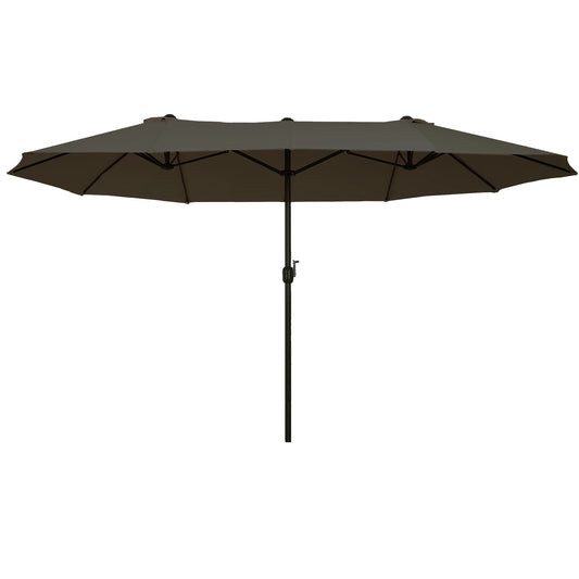 4.6m Double-Sided Garden Parasol with Crank Handle (Base Not Included) - Grey