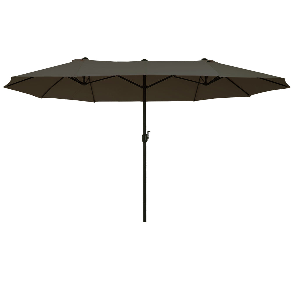 4.6m Garden Parasol Double-Sided Sun Umbrella Patio Market Shelter Canopy Shade Outdoor Grey - NO BASE