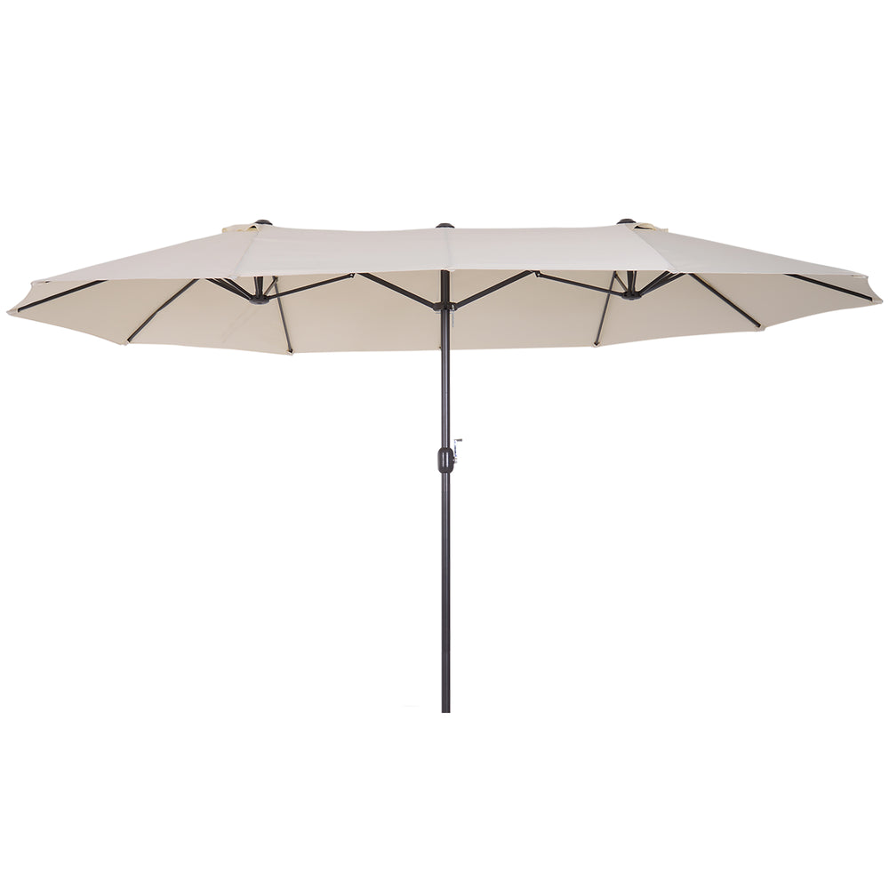 4.6m Garden Parasol Double-Sided Sun Umbrella Patio Market Shelter Canopy Shade Outdoor Beige - NO BASE