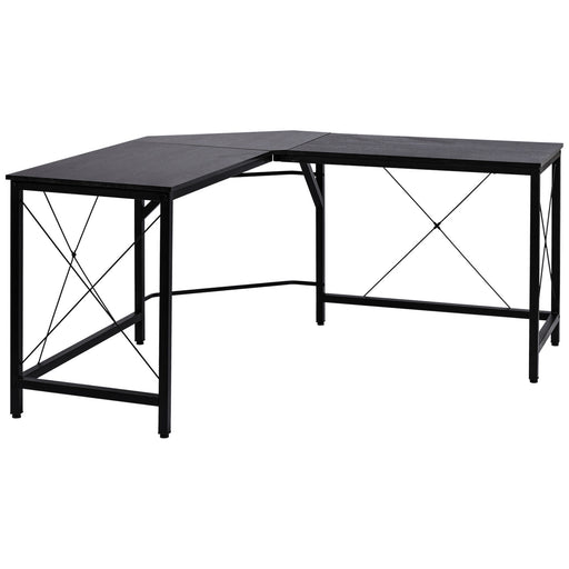 Corner Gaming Desk L-Shape Computer PC Workstation Home Office Three Worktop Writing Table 76x150cm Black