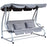 2-in-1 Garden Swing Seat Bed 3 Seater Swing Chair Hammock Bench Bed with Tilting Canopy and 2 Cushions, Grey