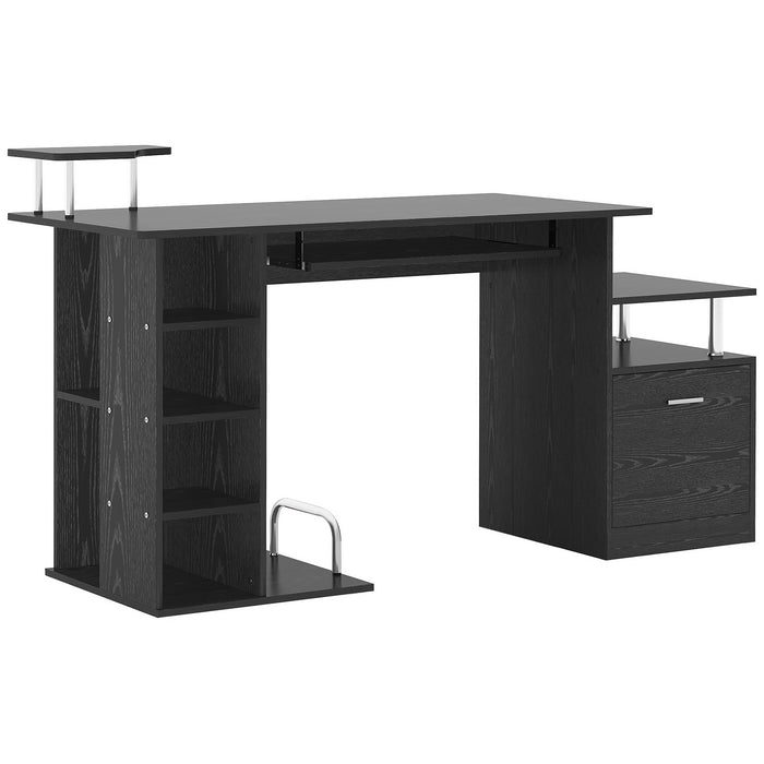 Computer Desk PC Workstation with Drawer Shelves CPU Storage Rack Home Office Furniture (BLACK)